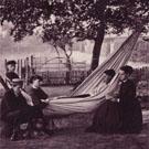 Group in garden with hammock